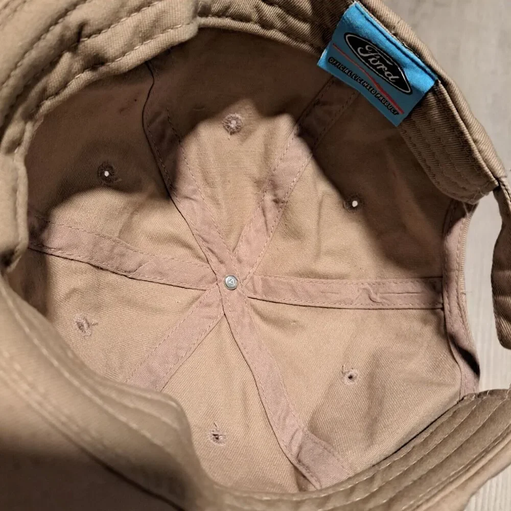 Ford‎ Mustang Pink Outline Logo Vintage Beige Cap Adjustable NWT READ